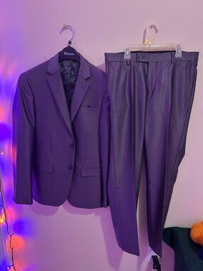 Moores Slim Fitting Purple Suit